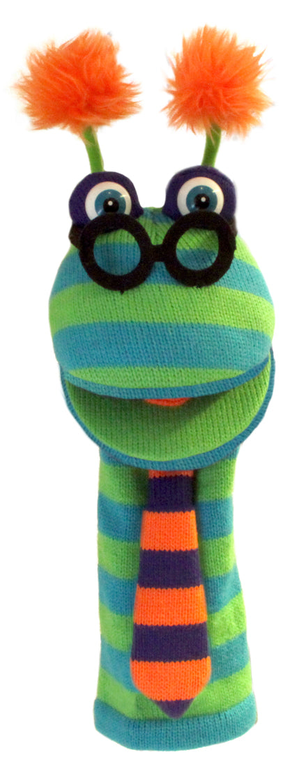 The Puppet Company 17 Knitted Dylan Hand Puppet Toy - Green Blue Orange