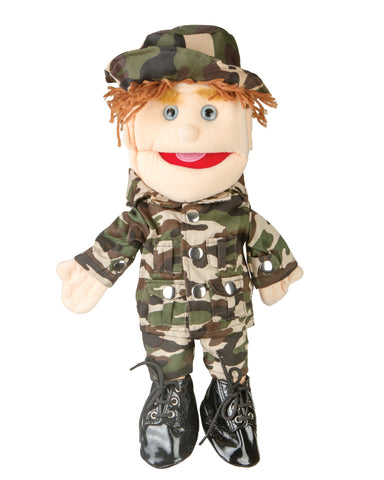 14" Army Boy Glove Puppet w/ Blue Eyes