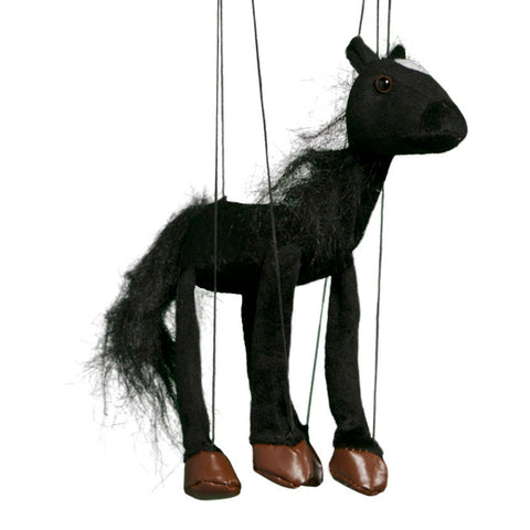8" Black Horse Marionette Small
