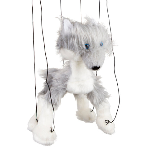 8" Grey Wolf Marionette Small