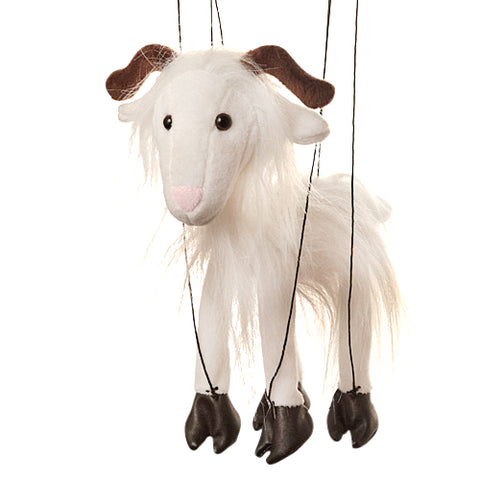 8" White Goat Marionette Small