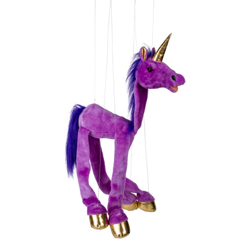 8" Purple Unicorn Marionette Small