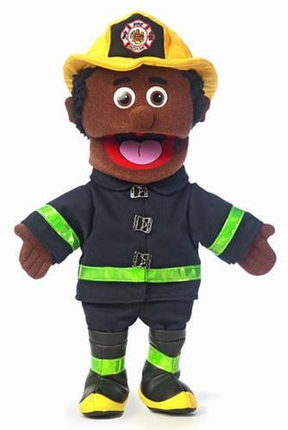 14" Fireman Puppet Black - Puppethut